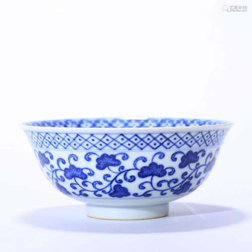 Blue & White Interlocking Lotus Bowl