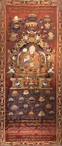 Embroidered Thangka of Dalai Lama In Five Periods