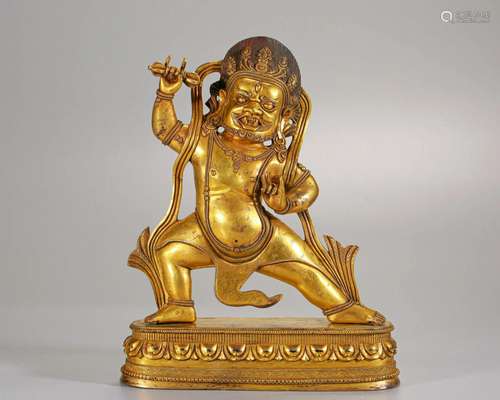 A Tibetan Bronze-gilt Vajrapani