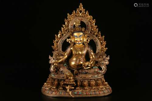 Gilt Copper Filigree God of Wealth