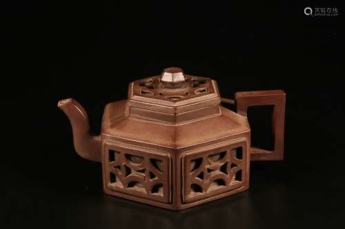Hexagonal Chinese Zisha Teapot
