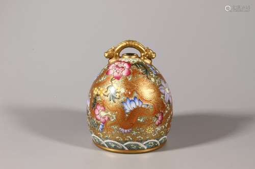 Gold-traced Famille Rose Bell-shaped Censer
