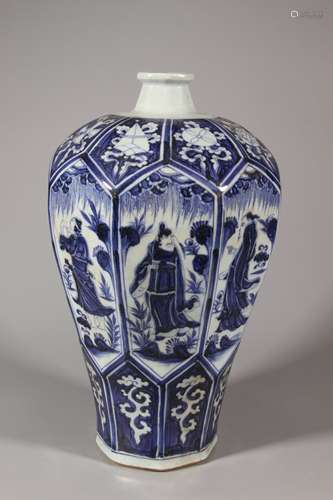 Blue-and-white Octal Prunus Vase