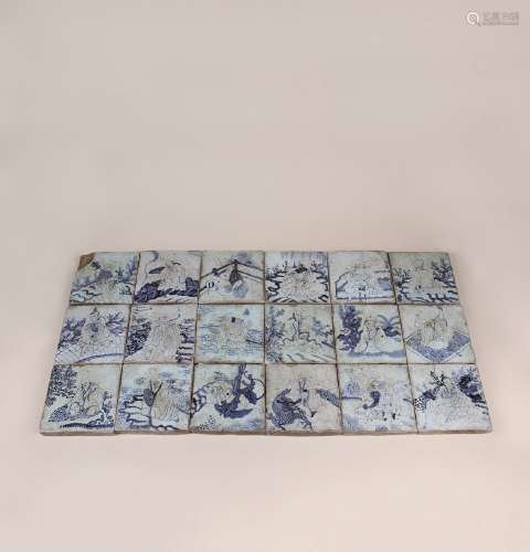 A Set of Blue-and-white Ceramic Tiles