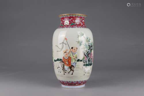 Chinese Famille Rose figure bottle