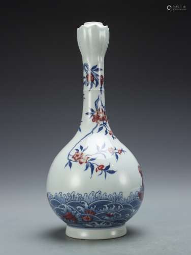 Blue and white glaze red vase