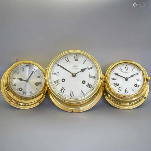 WEMPE & 2 more bell-clocks in round brass cases