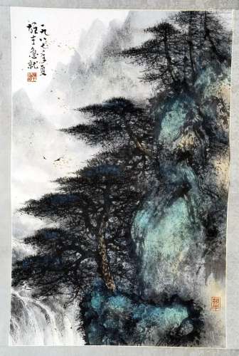 CHINESE SCROLL PAINTING OF MOUNTAIN VIEWS SIGNED BY LI