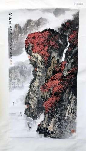 CHINESE SCROLL PAINTING OF MOUNTAIN VIEWS SIGNED BY WEI
