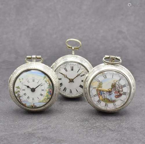 3 Repousse verge watches in silver