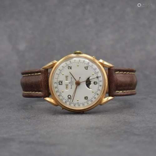 BAUME & MERCIER 18k pink gold Valjoux 90 gents