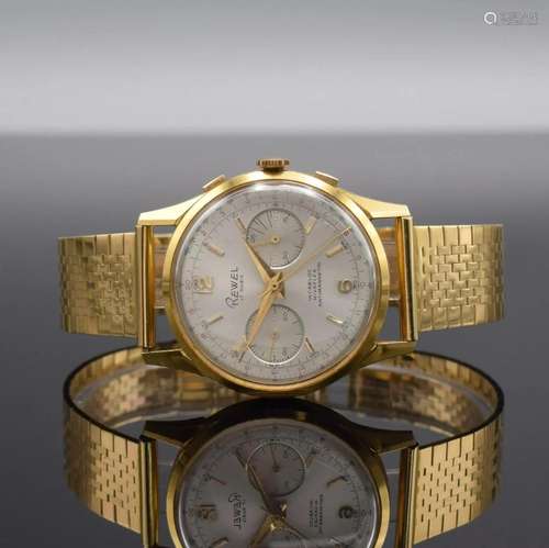 REWEL 18k yellow gold gents wristwatch with chronograph