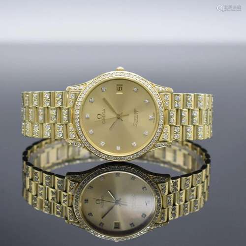 OMEGA diamond set 14k yellow gold wristwatch,