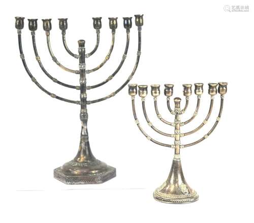 Two Silver Menorahs