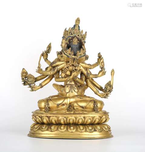 Large Chinese Gilt Bronze Buddha Figure