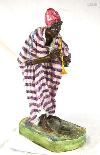 Large French Painted African Flute Player