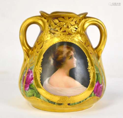 Royal Vienna Gilt Vase w Portrait