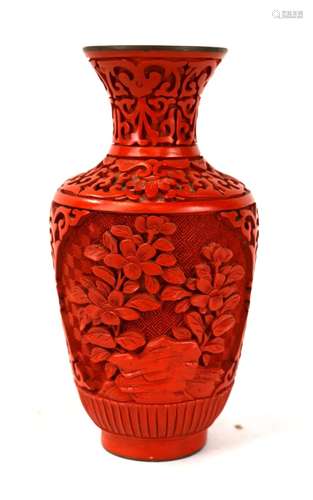 Chinese Carved Cinnabar Vase