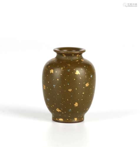 Small Chinese Gold Splash Tea Dust Glazed Vase