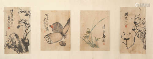 1869～1937 蒙寿芝 国画《花卉》 横轴 纸本