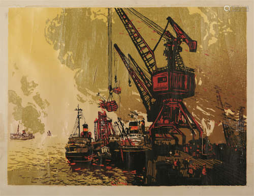 1935～ 易振生 版画《新港》