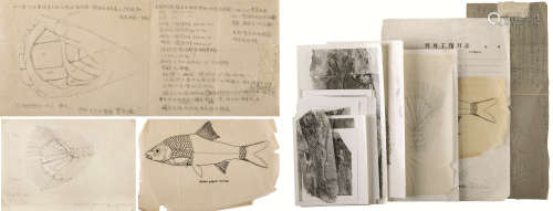 1908～2001 贾兰坡 手绘四川永川鱼骨标本及签名照片等