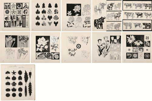 贾夏荔*柯和根 画稿《绘画变形（花卉动物）》