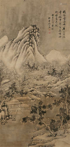 1669～1725 沈宗敬 国画《溪山夜雪图》 立轴 纸本