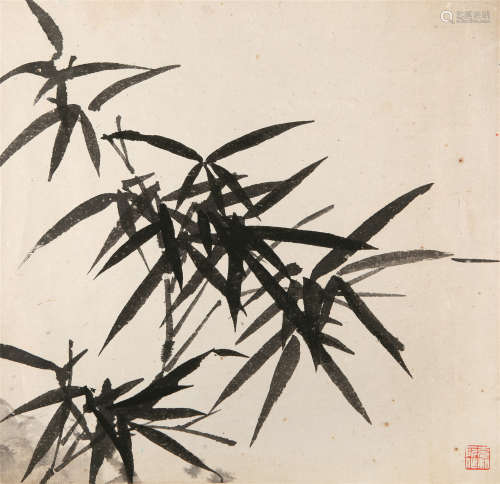 1914～2015 张充和 国画《竹》 托片 纸本