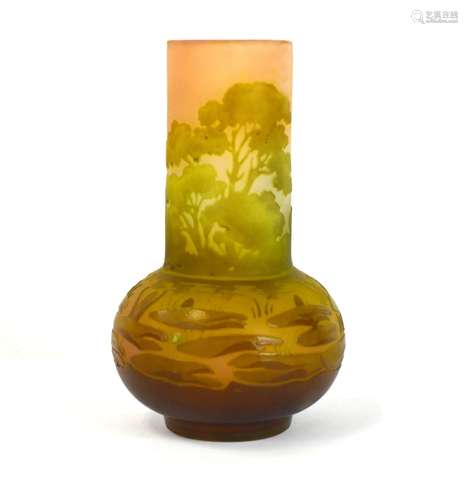 Galle Art Glass Muti-Color Bottle Vase