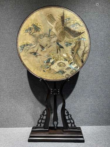 EMBROIDERY ROUND FAN OF BIRDS