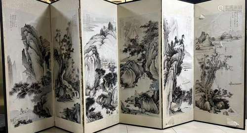 Chinese Six Paintings Folding Screen