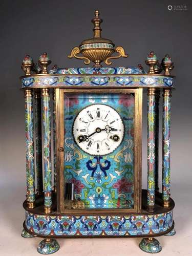 CLOISONNE ENAMELED TABLE CLOCK