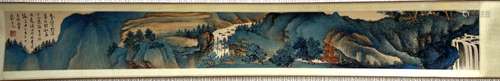 Chinese Hand Scroll Painting of Mountain View