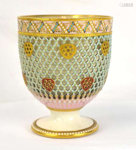 Royal Worcester Painted Doulbe Wall Stem Bowl