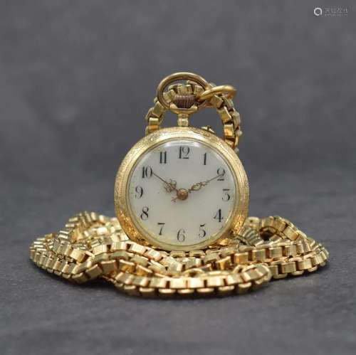 14k pink gold open face ladies pocket watch