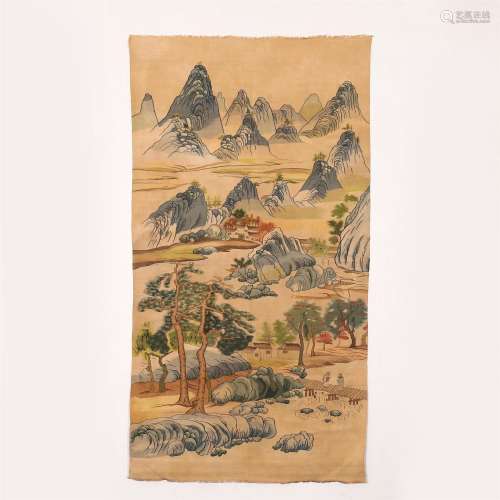 A KE-si Embroidery of Landscape and Figures