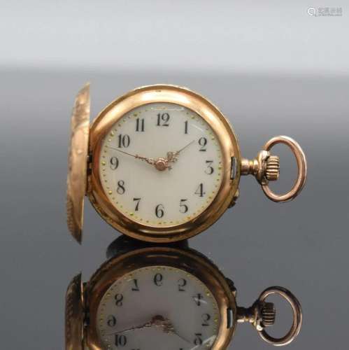 Ladies 14k pink gold hunting cased pocket watch