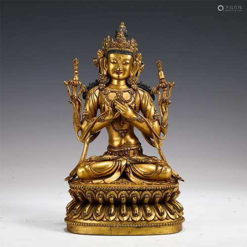 A Gilt Bronze Avalokitesvara Statue