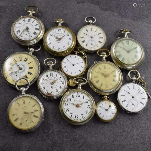 Set of 12 pocket watches thereof 1x 18k yellow gold