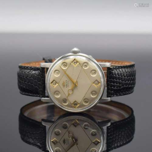 GRUEN rare gents wristwatch so called Jumping Hour