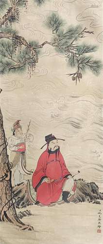 A Chinese Painting of Figures under Pine