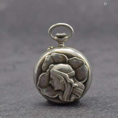 Art Nouveau ladies pocket watch in silver