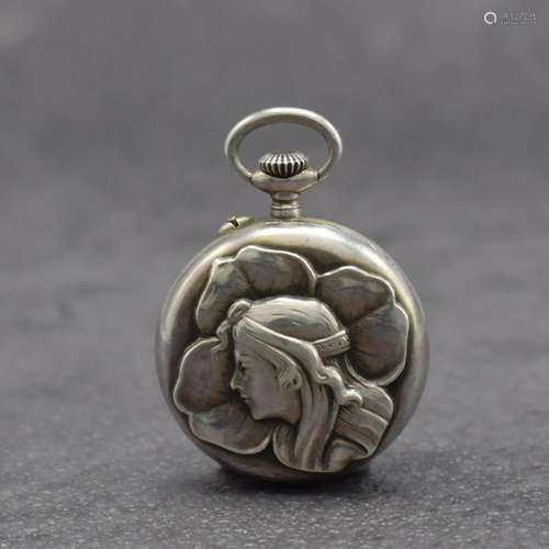 Art Nouveau ladies pocket watch in silver