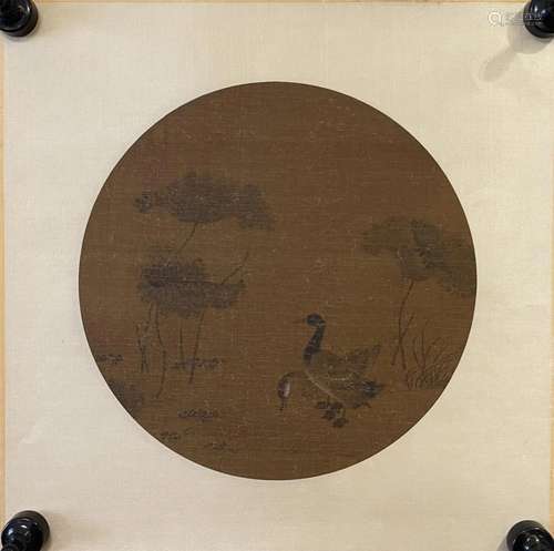 ANONYMOUS, ROUND PAINTING OF LOTUS POND