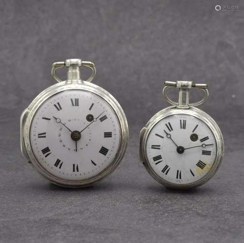 2 verge watches in silver, Switzerland around 1820