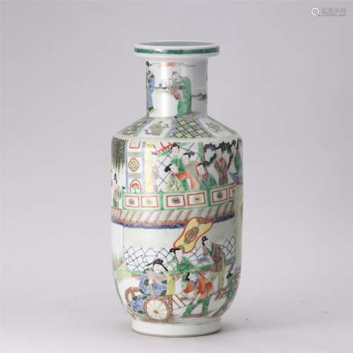 A Wucai Figures Story Porcelain Vase