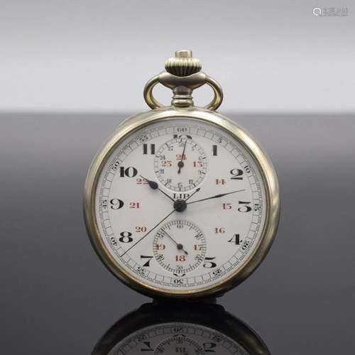 LIP open face pocket watch with chronograph