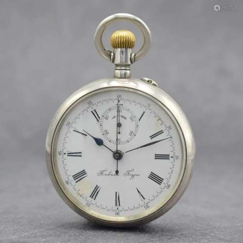 PAUL BUHRE open face pocket watch with chronograph