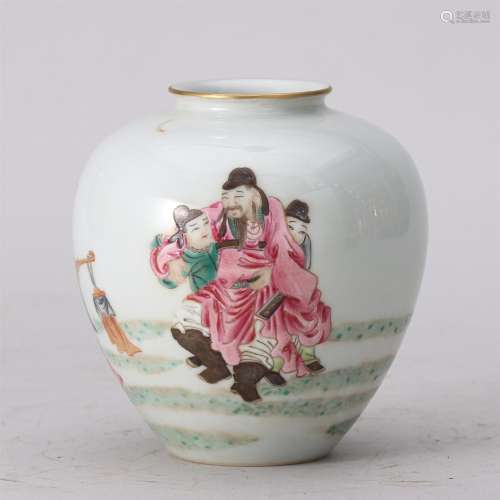 A Famille Rose Figures Story Porcelain Zun Vase
